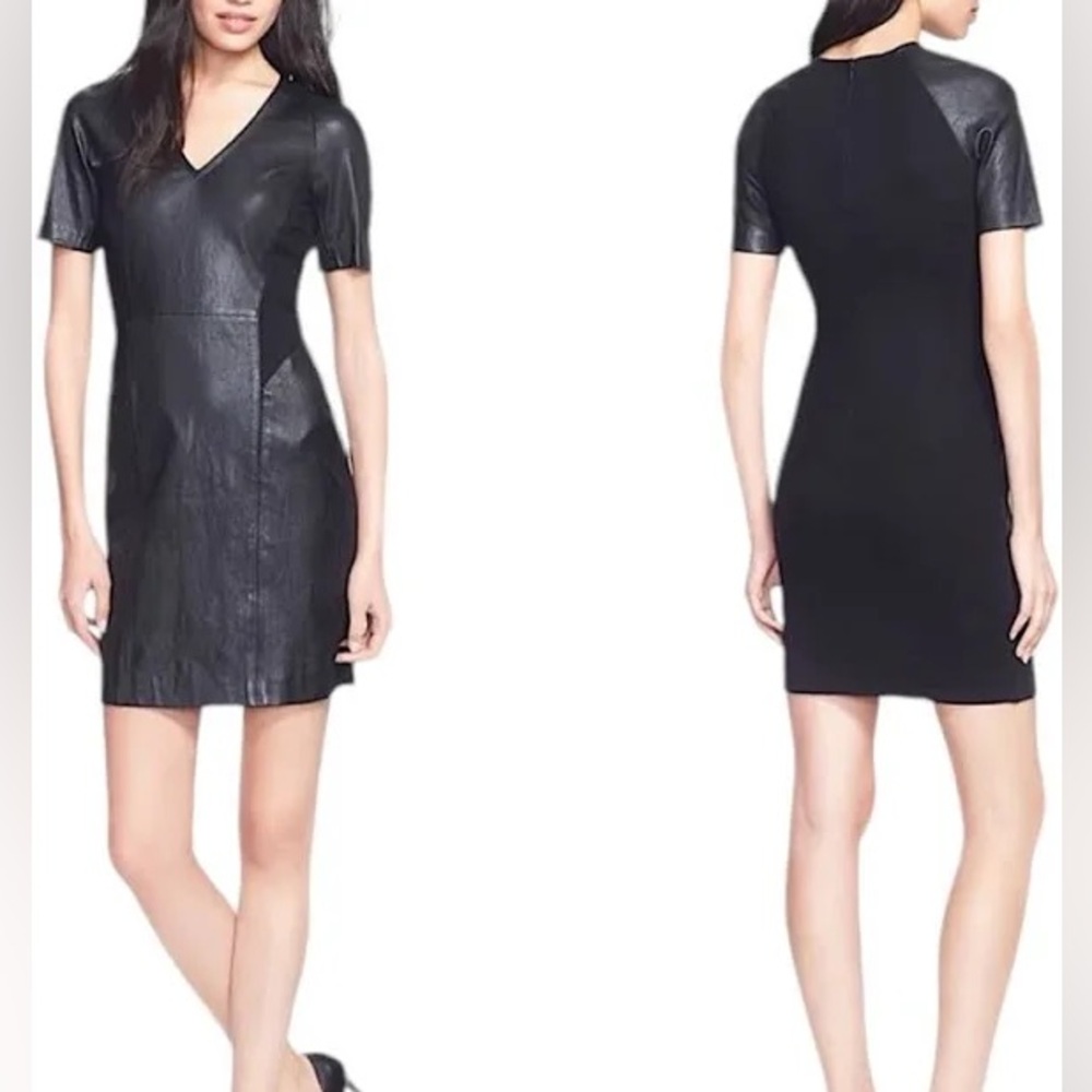 Theory Black Sheath Mini Dress V-Neck Short Sleeve - Picture 1 of 4